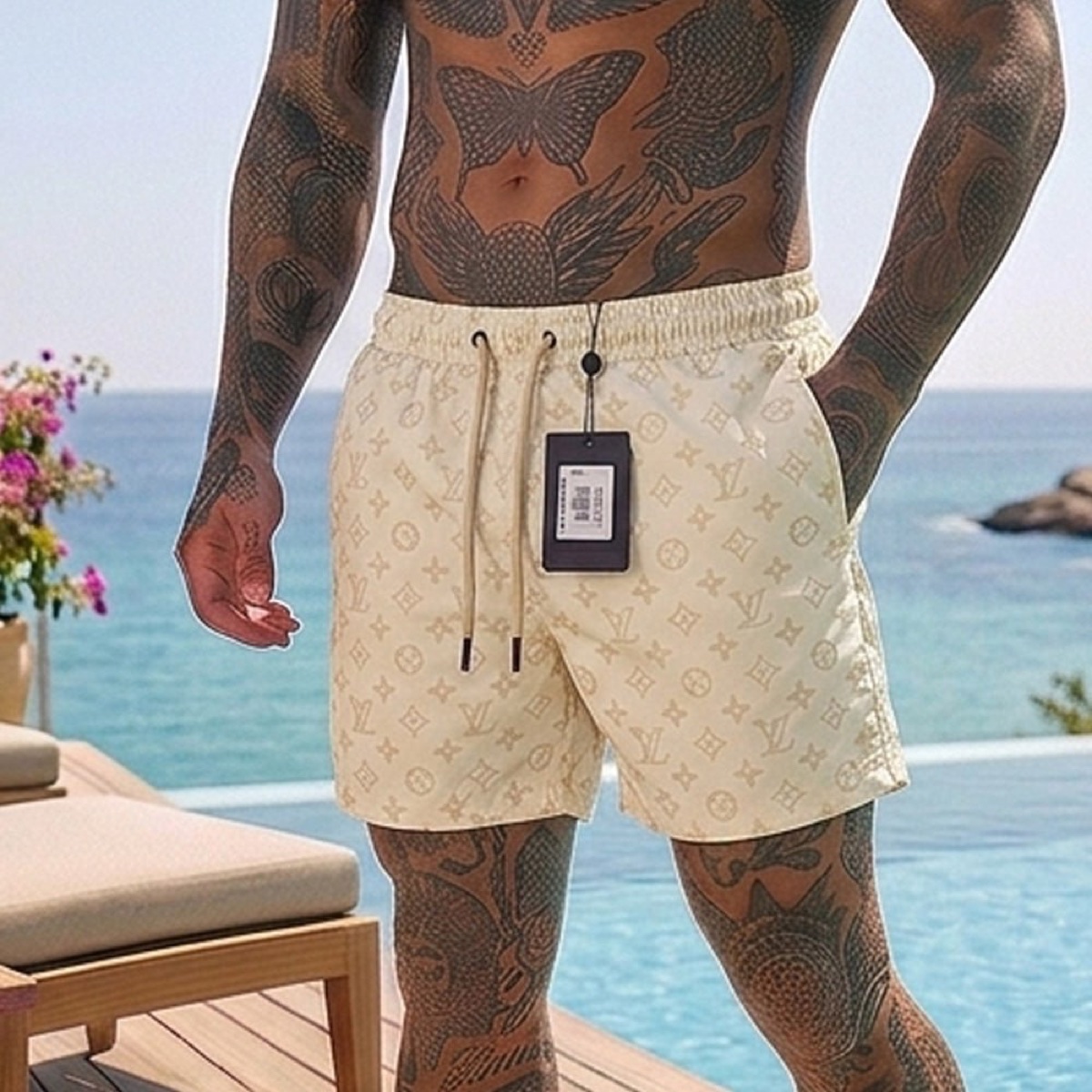 Мъжки бански шорти Louis Vuitton Ivory Monogram